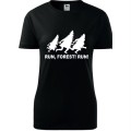 Czarna Damska koszulka taliowana dla Biegaczki - Bieg 02 run forest run.