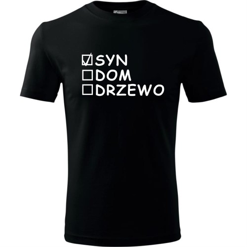 Męska koszulka - Syn, dom, drzewo