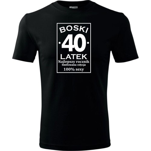Męska koszulka - Boski 40 - prezent na urodziny dla niego
