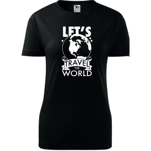 Damska koszulka taliowana Turystyczna - Let`s travel the world