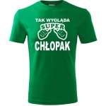 Męska koszulka - Tak wygląda super chłopak | prezent dla niego na dzień chłopaka, urodziny, święta, Mikołaj