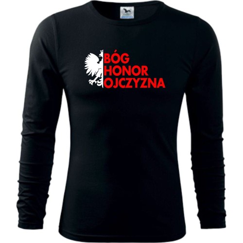 Męska koszulka z dł. rękawem - Bóg Honor Ojczyzna