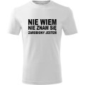 Biała Męska koszulka - Nie wiem, nie znam się, zarobiony jestem