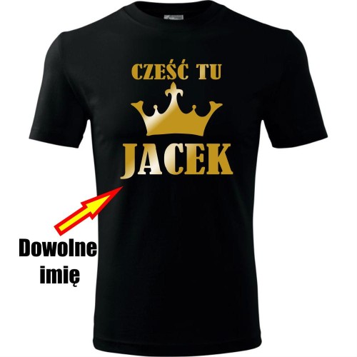 Męska koszulka - Cześć tu + dowolne imię