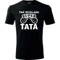 czarna Męska koszulka - Tak wygląda super tata, najnowszy t-shirt dla niego.