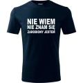 Granatowa Męska koszulka - Nie wiem, nie znam się, zarobiony jestem