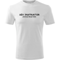 biała Męska koszulka - Sex instruktor pierwsze lekcja gratis.