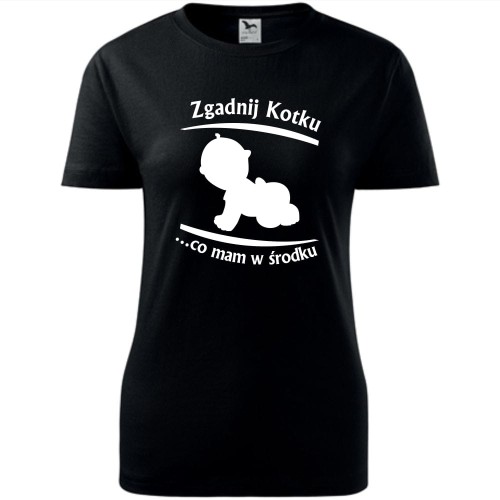 Damska koszulka taliowana - Zgadnij kotku, co mam w środku