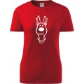 czerwona Damska koszulka taliowana - Renifer t-shirt na prezent na święta dla niej - Boże Narodzenie