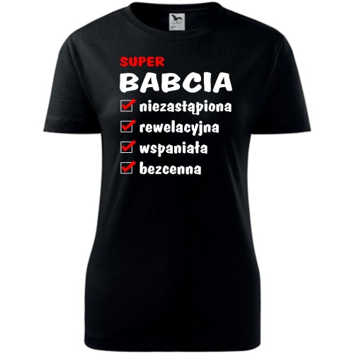 Damska koszulka - Zalety babci na prezent dla niej