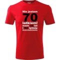 czerwona Męska koszulka - nie jestem 70 latkiem mam 18 lat i 52 letnie doświadczenie urodziny prezent. Dostępne wszystkie rozmiary S, M, L, XL, XXL, XXXL, XXXXL. Zapraszamy do zakupu.