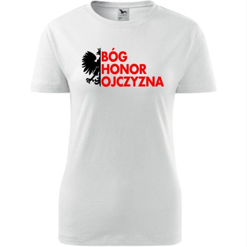 Damska koszulka taliowana - Bóg Honor Ojczyzna
