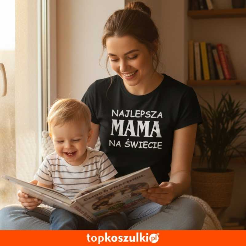 Damska koszulka taliowana - najlepsza mama na świecie prezent dla mamy.