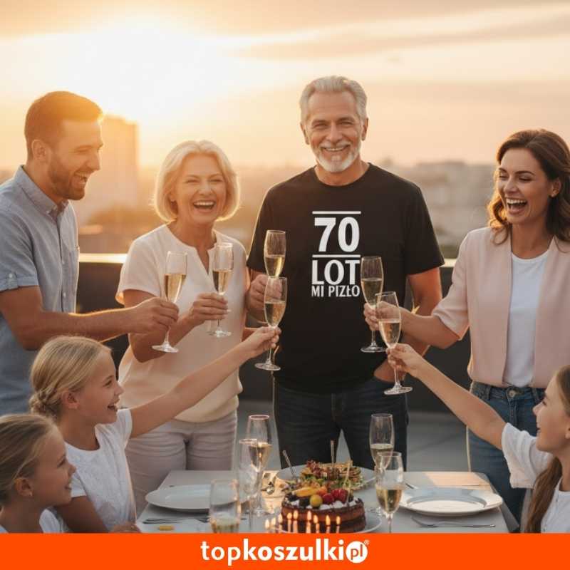Męska koszulka - 70 lot mi pizło - na prezent urodziny