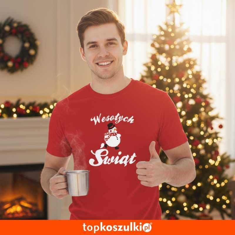 Męska koszulka - Bałwanek Wesołych Świąt