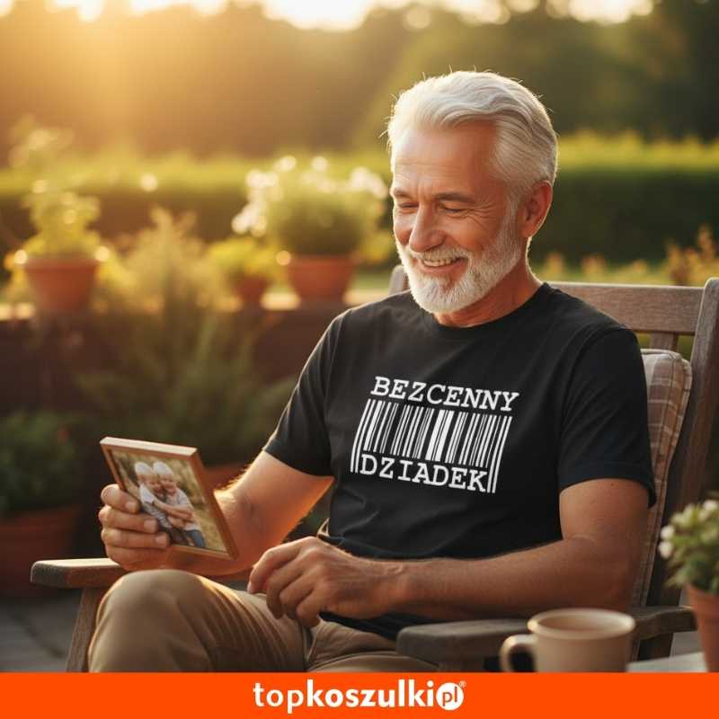 Męska koszulka - Bezcenny dziadek. Prezent na urodziny i dzień dziadka
