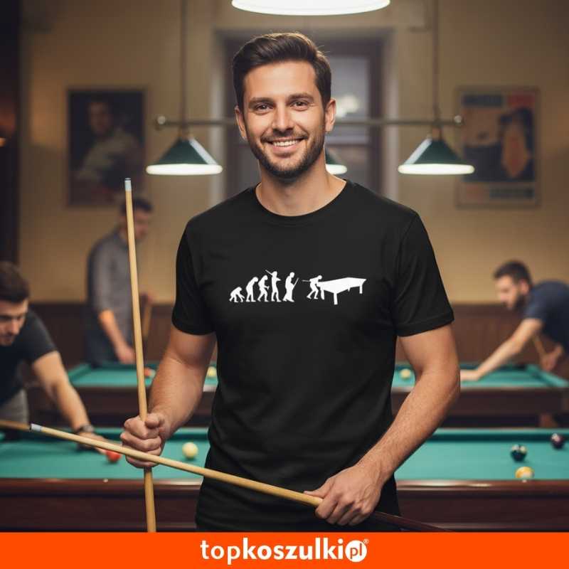 Męska koszulka - Bilard 01, snooker - t-shirt ewolucja prezent