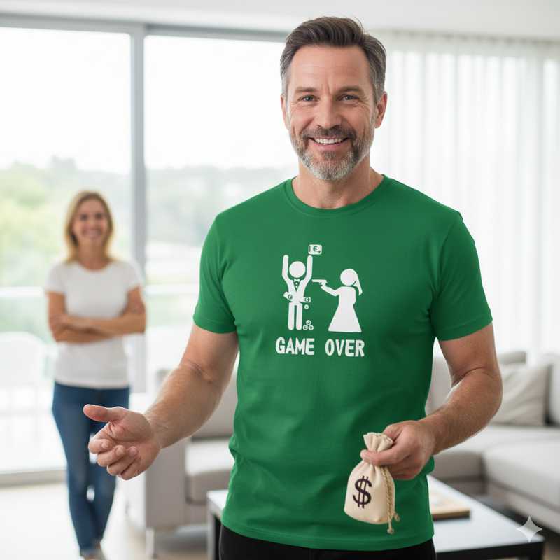 Męska koszulka - Game over 07 - wieczór kawalerski prezent pan młody pistolet 