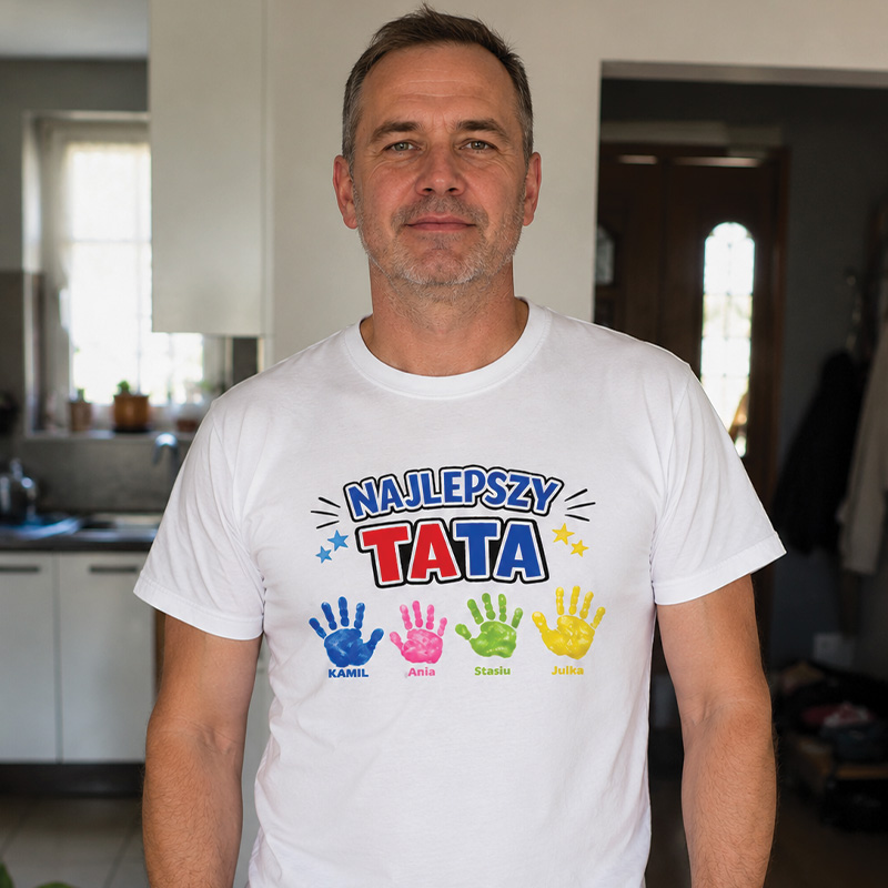 "Najlepszy tata" z odbiciami rączek dzieci