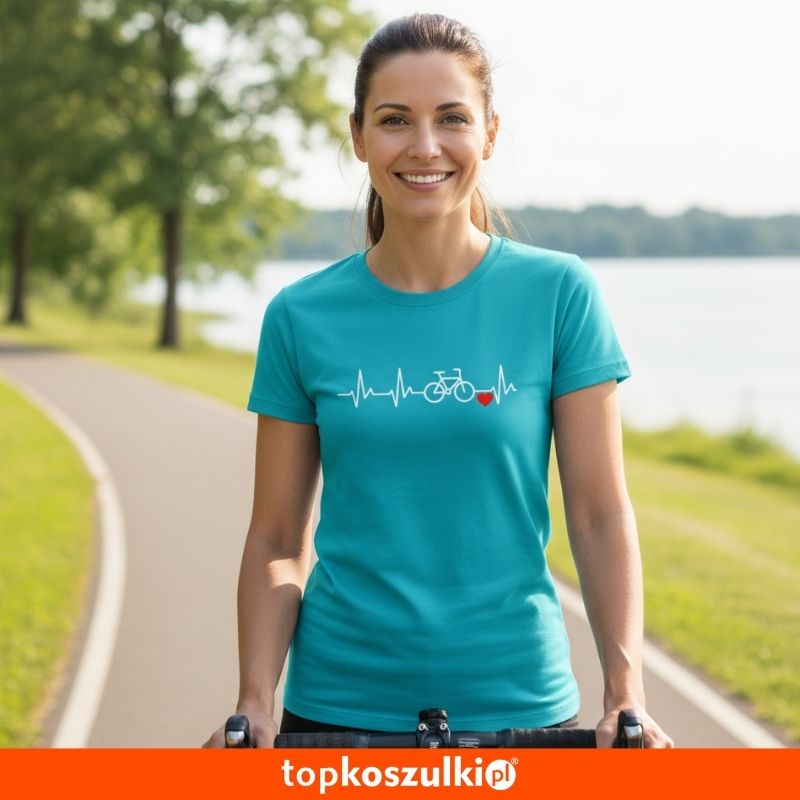 damska koszulka taliowana - linia życia rower