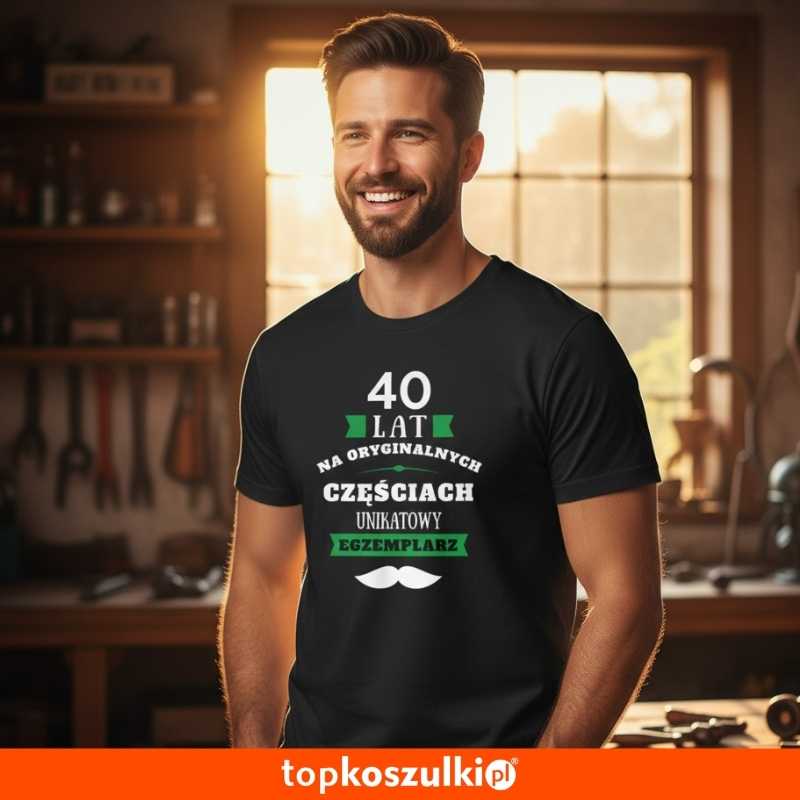 męska koszulka - 40 lat na oryginalnych częściach, unikatowy egzemplarz