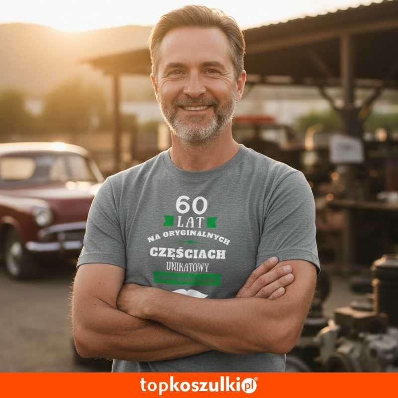 męska koszulka - 60 lat na oryginalnych częściach, unikatowy egzemplarz