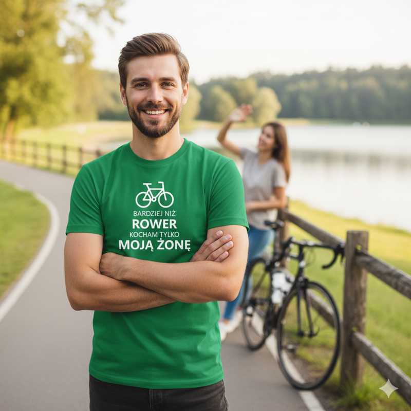 męska koszulka - bardziej niz rower kocham tylko moją żonę