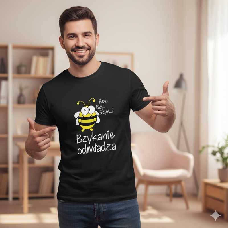 męska koszulka - bzyk**** odmładza - śmieszny nadruk t-shirt