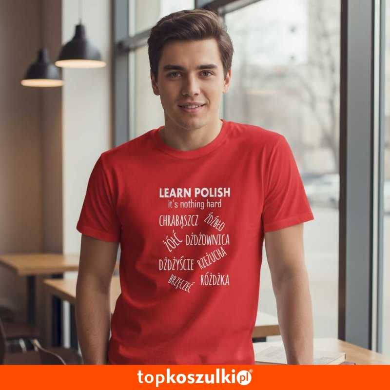 męska koszulka - learn polish - it's nothing hard