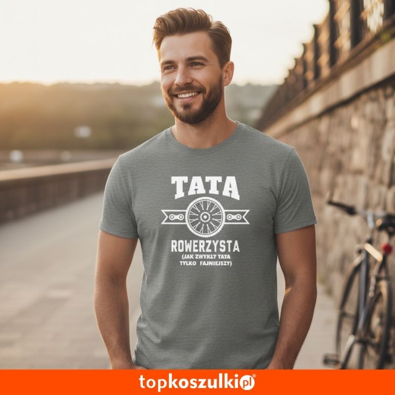 męska koszulka - tata rowerzysta (jak zwykły tata tylko fajniejszy)
