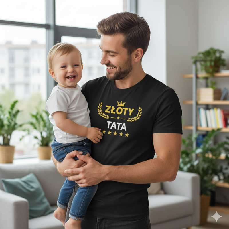 męska koszulka - złoty tata 02