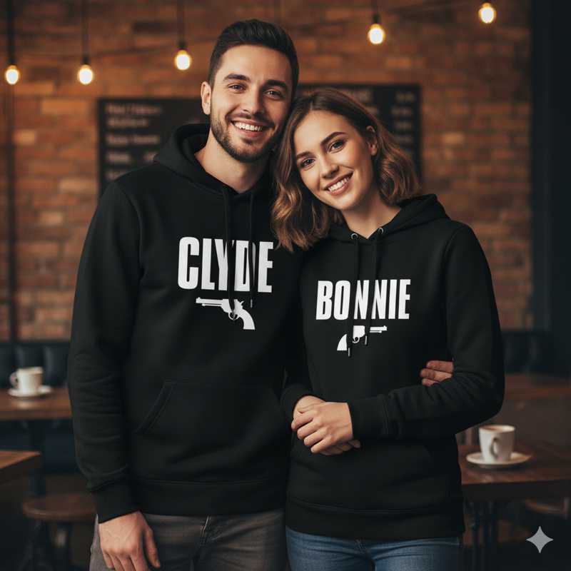 zestaw bluz z kapturem damska i męska - bonnie i clyde