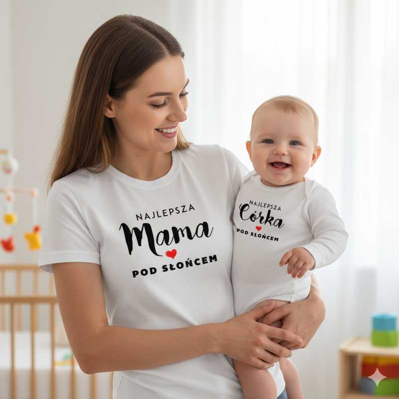 zestaw body niemowlęce + damska koszulka taliowana - najlepsza mama i córka pod słońcem